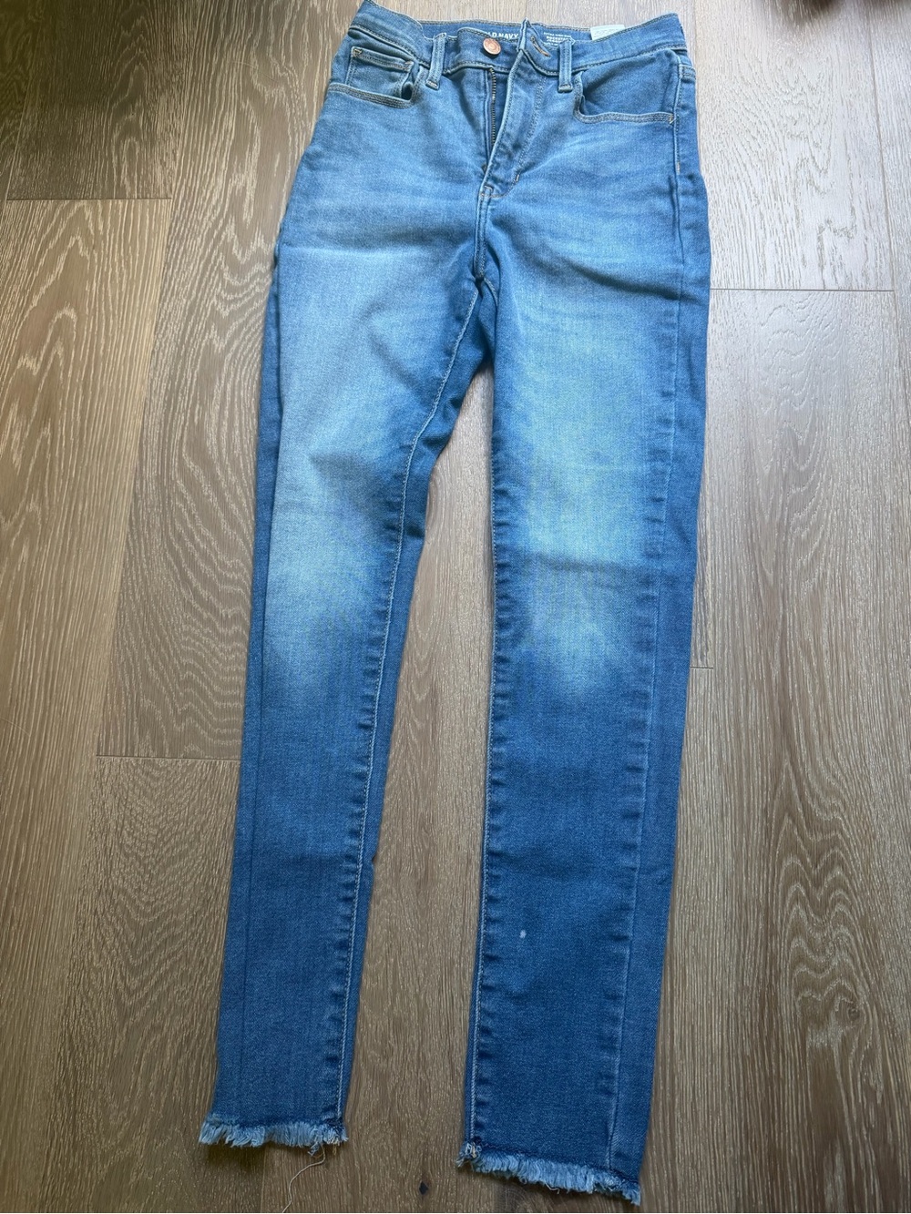 Old Navy Blue Kids Skinny Jeans with Frayed Hem adjustable waist